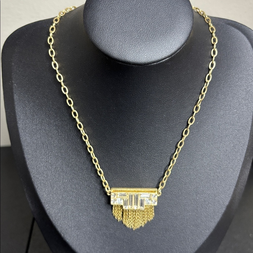 Lia Sophia Galactica Crystal CZ Gold Tone Statement Necklace
